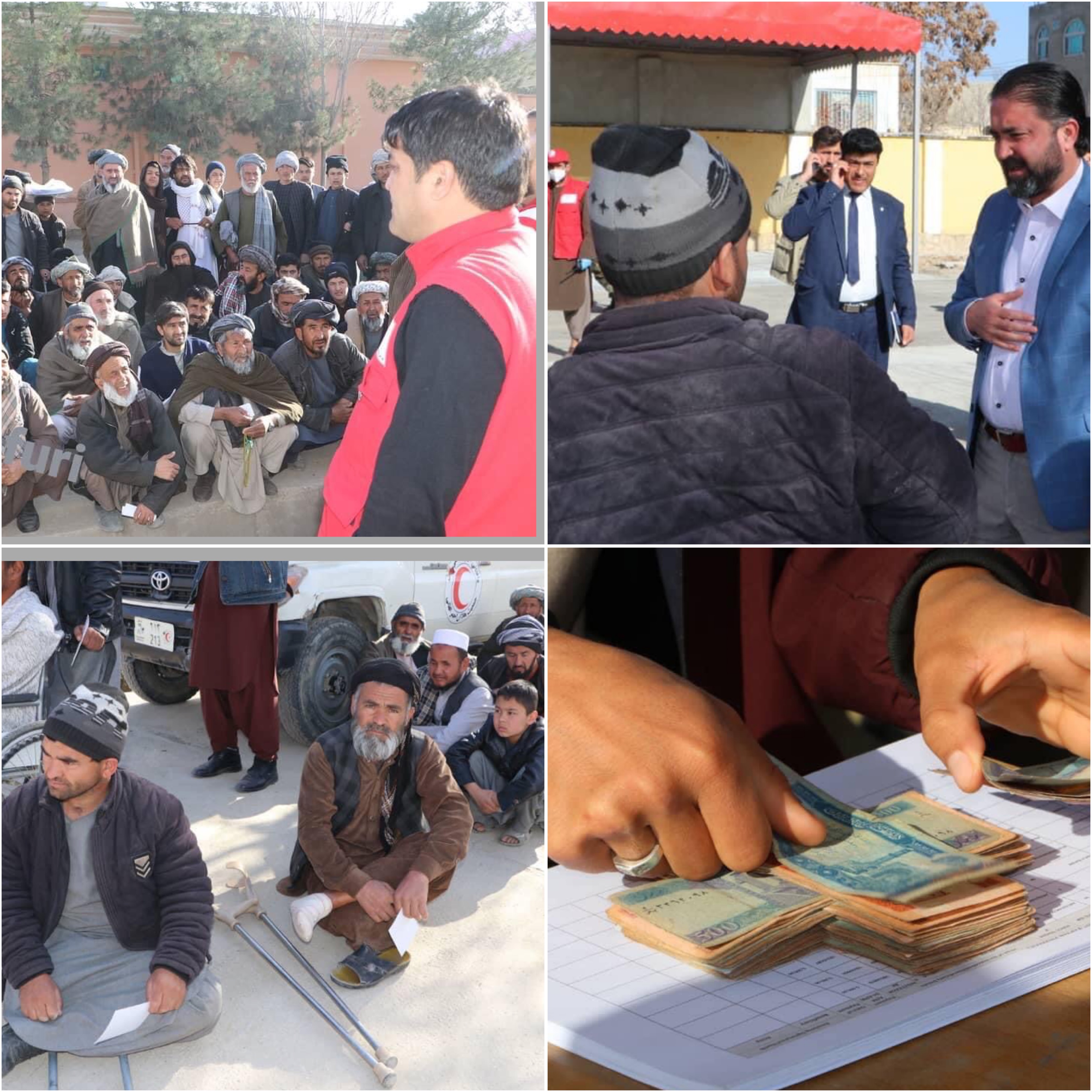 مساعدت نقدی جمعیت هلال احمر افغانی برای ٦٠٠ خانواده در فاریاب!