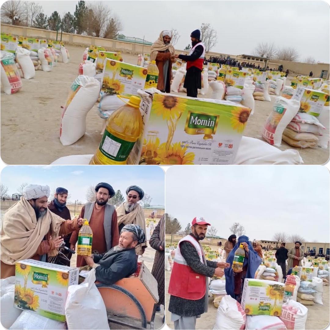جمعیت هلال احمر افغانی برای ۳۴۵ خانواده نیازمند در ولایت جوزجان مواد غذایی مساعدت نمود!